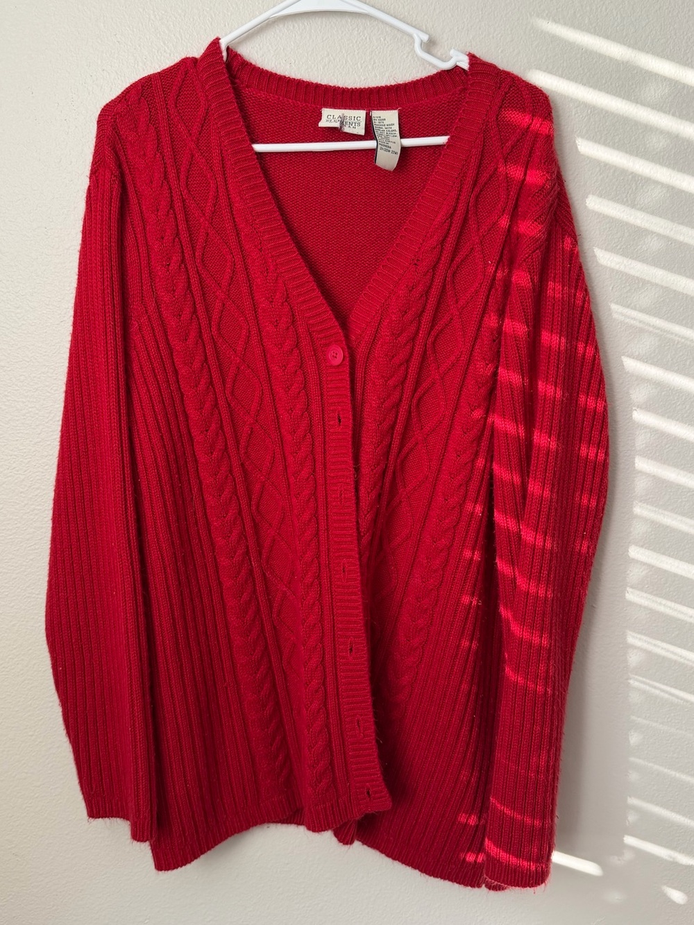 Classic Elements Cable-Knit Red Women's Cardigan Sweater 2X teacher wardrobe